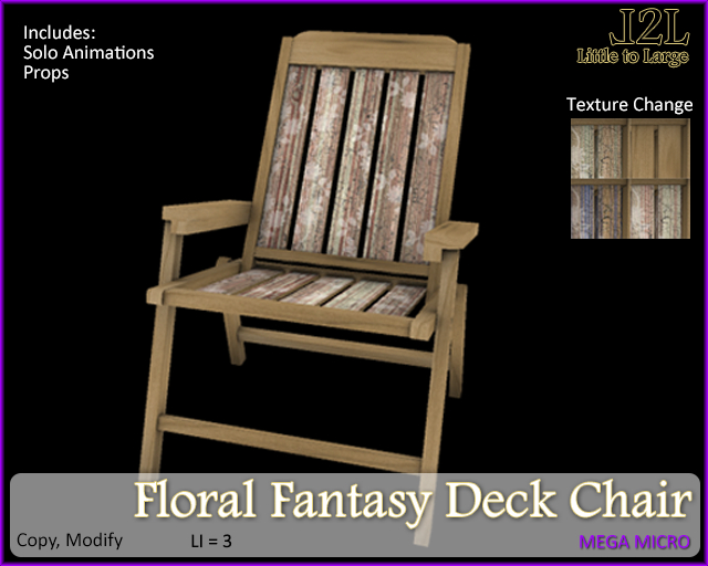 Second Life Marketplace L2L Floral Fantasy Deck Chair (Mega Micro)